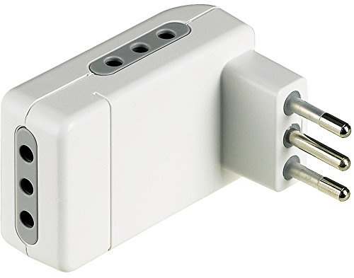 BTicino S3605DE Platzsparender Winkel-Mehrfachstecker, 3 Steckdosen 10 A, Stecker 10 A, Weiß, weiß, S3605DE, 250V