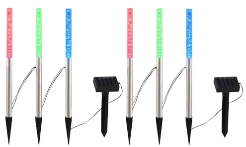 LED 6er Set Außen Solar Leuchten IP44 Farbwechsler bunt Terrasse Garten Beleuchtung Veranda Deko Lampe