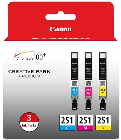 Canon CLI-251 Genuine Three Color Multi Pack, Compatible with MG6320, iP7220 & MG5420, MX922, MG7120, MG6420, MG5520, iX6820, iP8720, MG7520, MG6620, and MG5620 (Optional) Printers