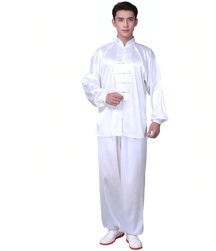 Andux Cinese Tradizionale Tai Chi Uniformi Kung Fu Abbigliamento Unisex SS-TJF01, bianco, XXL