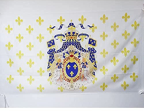 AZ FLAG - Drapeau Royaume de France Grandes Armes - 90x60 cm - Drapeau Royaliste Fleur De Lys 100% Polyester Avec Fourreau et Cordelette - Pavillon 50 g