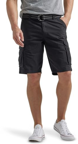 Lee mens Dungarees New Belted Wyoming cargo shorts, Black, 42 US