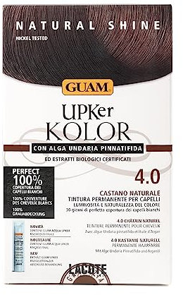 Guam, Upker KOLOR, Natürliche permanente Haarfarbe mit Undaria-Meeresalge und Bio-Extrakten, Ammoniakfreie Farbe, Made in Italy, Farbton 4.0 NATÜRLICHES BRAUN