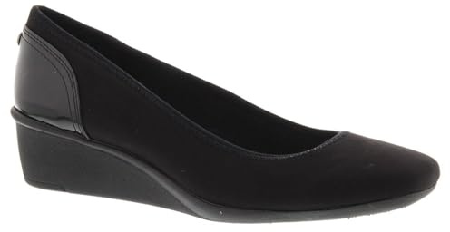 Anne Klein Sport Women's Wisher Fabric Wedge Pump, Black, 7 UK