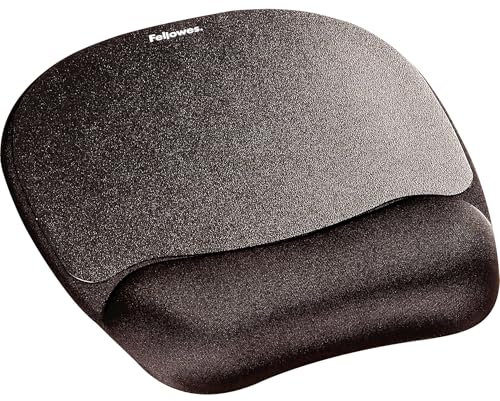 Fellowes Mauspad mit Handgelenkauflage - Mauspad mit Gelkissen - ergonomisches Mauspad - Gaming Mousepad - Handballenauflage - Farbe: schwarz