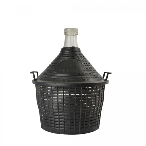 10 Liter Glasballon - robuster Weinballon mit weiter Öffnung und Kunststoff-Schutzkorb