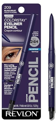 REVLON ColorStay Pencil Waterproof Eyeliner, 209 Black Violet, 0.01 oz