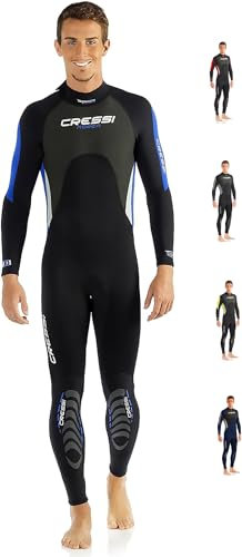 Cressi Morea Man Monopiece Wetsuit 3mm Traje de Buceo Neopreno para los Hombres, Negro/Azul, M