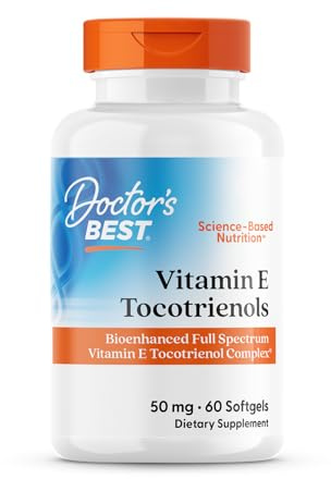 Doctor's Best Vitamin E Tocotrienols contains TocoGaia ULTRA™ bioenhanced full spectrum vitamin E complex, 60 Count