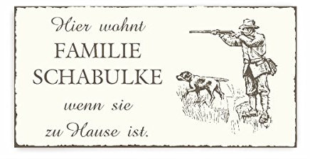 Självhäftande dörrskylt jägare – med personligt namn – 20 x 10 cm