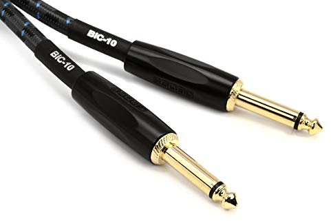 BOSS 10-Feet (3m) Instrument Cable, Straight ¼” Jack (BIC-10), 1/4