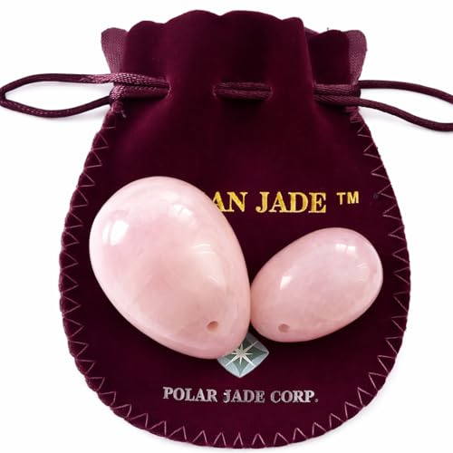 Polar Jade Rose Quartz Crystal Egg Set, Medium & Small, Predrilled