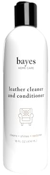 Bayes Premium High Performance Leather Upholstery Cleaner and Conditioner - 16 oz - Prevents Drying, Cracking or Fading of Leather Couches, Car Seats, Shoes, Purses