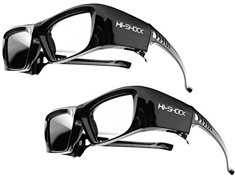 2x Hi-SHOCK® RF Pro Black Diamond | Occhiali 3D Attivi per proiettore 4K: JVC®, SONY®, EPSON® | compatibili con JVC® PK-AG3 & PK-EM2 3D Syncro Emitter / SONY® TDGBT500A & TMR-RF1 emettitore / XPAND® AD025-RF-X1 & X105-RF-X1 / EPSON® ELPGS03 / Hi-SHOCK® 3D-RF Pro Kit | Luminosità e contrasto ottimizzati | incl. accessori + 3 anni di garanzia [120 Hz | ricaricabile | 39 g | FHD3DRF | nero]
