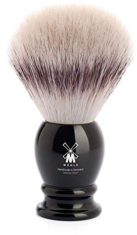 MÜHLE Classic Rasierpinsel - Rasurpinsel mit Silvertip Fibre - large/groß - Griff aus schwarzem Edelharz - Handarbeit - vegan
