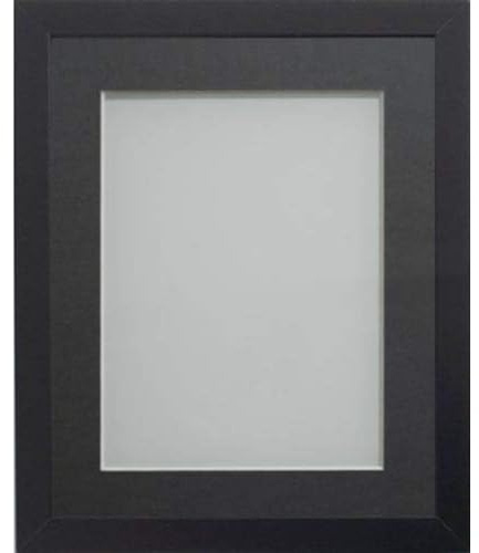 Frame Company Allington Black 10x8 Frame with Grey Mount for 6x4 | Fits a 6x4 image with mount or a 10x8 image without mount, Frame size 10x8, Overall approx 11.6x9.6, Real Glass Front