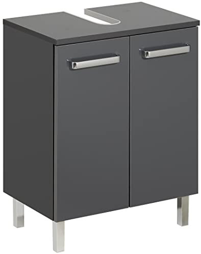 Pelipal Waschbeckenunterschrank Quickset 311 in Anthrazit Glanz, 50 cm breit | Waschbeckenschrank ohne Waschbecken mit 2 Türen