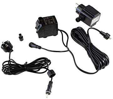 Arnusa Springbrunnenpumpe mit 1x LED Spot Teichpumpe Wasserpumpe Bachlaufpumpe (450 L/H, Warm-Weiß)