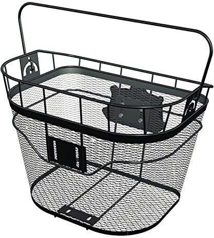 Topeak Front Bike Basket with Fixer 3 – Durable 16 L Handlebar Mounted Metal Wire Basket with QuickClick Mount and Carry Handle for City Commuting and Shopping Trips