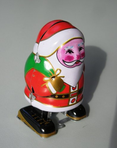 Walter & Prediger Blech-Weihnachtsmann - Metallischer Weihnachtsmann - Sammlerfigur - Schlüsselantrieb - 7,5 x 4 x 4 cm