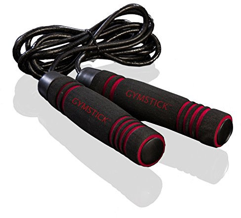 Gymstick Springseil aus Leder 275 cm, Schwarz-Rot, OneSize