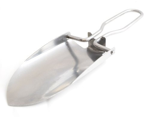 Extrem robuste Handschaufel (Klappschaufel) aus rostfreiem Edelstahl aufklappbar, Mini - Klappspaten kompakt 115mm x 70mm x 20mm - Marke Ganzoo
