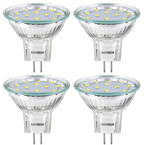 LED-Leuchtmittel 3W MR11, 12V 20W Halogen-Ersatz, GU4 Bi-Pin-Sockel, Tageslichtweiß 4000 K, nicht dimmbar, 4 Stück