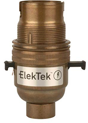 ElekTek Lampenfassung, B22-Fassung mit Schirmträgerring und Verschlussschraube im Sockel, Sicherheitsschalter