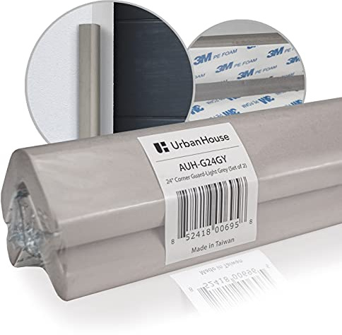 urbanhouse (2-Pack High-Density Corner Guard Edge Protector & Bumper for Parking Garages, Workshops, Baby Proofing Walls and Furniture - Neutral Grey, 24 Inches.