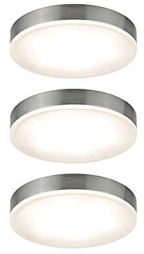 Paulmann 93564 LED Möbelleuchte Unity rund incl. 3x4,5 Watt Schrankleuchte Eisen gebürstet Schranklicht Metall, Acryl Küchenlampe 2700 K