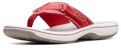 Clarks Women's Breeze Sea Flip Flop, New Red Synthetic, 7.5 UK M