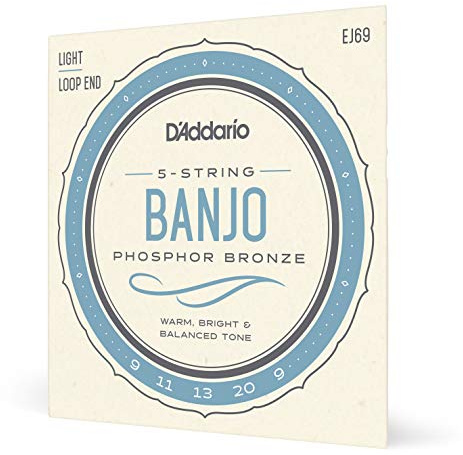 D'Addario EJ69 Jeu de cordes en Phosphor Bronze pour Banjo 5 cordes 9-20 Light