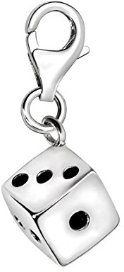 Quiges Charm Pendentif Perle avec Fermoir Femme Argent 925 Dés 3D