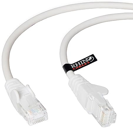 rhinocables CAT 5e High-Speed Ethernet Cable - Reliable LAN Network RJ45 Cable for Fast Internet & Data Transfer | Durable WiFi Broadband Cable for Gaming & Streaming, (3m, White, Pack of 1)