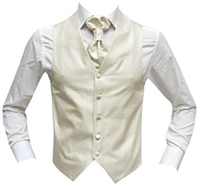 Hochzeitwesten Set mit Plastron Miami Creme 54