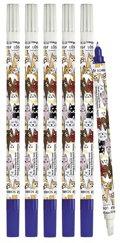 Online Vorteils-Pack Tintenlöscher 6x Tintenkiller zum Löschen und Überschreiben | Design Fluffy Cats | Entfernung und Korrektur blauer Tinte | Schreibfarbe blau