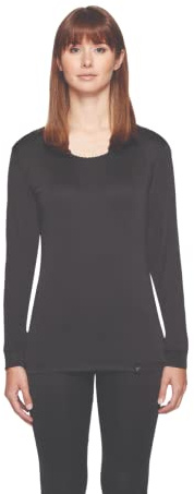 Terramar Thermasilk Pointelle damtopp med U-formad urringning (Svart, XL)