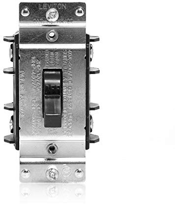 Leviton 40 Amp, 600 Volt, Double-Pole, Single Phase AC Motor Starter, Suitable as Motor Disconnect, Toggle, Industrial Grade, Non-Grounding, MS402-DS, Black