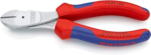 KNIPEX Kraft-Seitenschneider verchromt mit Mehrkomponenten-Hüllen 160 mm, 74 05 160