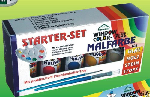 Unbekannt Ahrenshof Window Color Plus Starter-Set Fenstermalfarbe 5 Farben + Malvorlage
