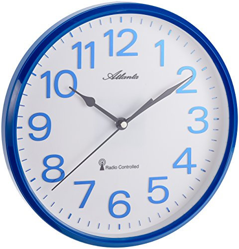 Atlanta Funkwanduhr Küchenuhr Funkgesteuert 26 cm Blau - 4378-5