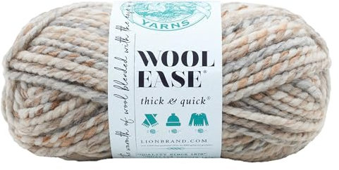 Lion Brand Yarn 640-536 Wool-Ease Thick and Quick Yarn, Fossil,21.59 x 9.525 x 9.525 cm
