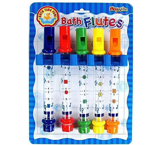 Playwrite Bath Flutes - Children's Bath Toys, ONE Pack of 5 Flutes in Mixed Colours