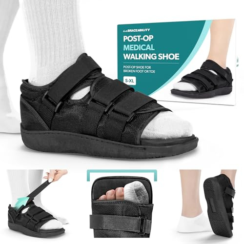 BraceAbility Postoperative shoes - Healthcare hard Low Orthopedic stövlar för att reparera fotskador, postoperativ gång, trasiga tår - herr och dam storlekar (M - han)