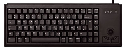 Cherry Compact Keyboard G84-4400, diseño francés, Teclado AZERTY, Teclado con Cable, Teclado mecánico, mecánica ML, trackball óptico Integrado más 2 Botones de ratón, Negro
