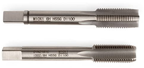 GSR PROFI Gewindebohrer Satz, 2-teilig, Metrische Feingewinde, HSSG Metallbohrer, Geschliffen, Vor- und Fertigschneider, Kernlochbohrer, Gewindeschneider Set