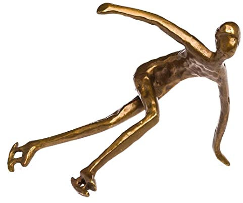 aubaho Skulptur Schlittschuhläufer Eisschnelllauf Antik-Stil Bronze Figur Pokal Trophäe Bronzefigur