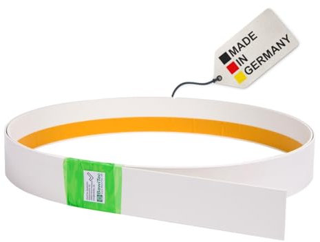 BawiTec Kunststoffleiste Flachleiste 40mm Breit 300cm Lang 2,5mm Stark selbstklebend Farbe weiß Kunststoff Flachprofil Rolle PVC Abdeckleiste Kunststoffprofil für Fenster,Türen,Dach,Wand