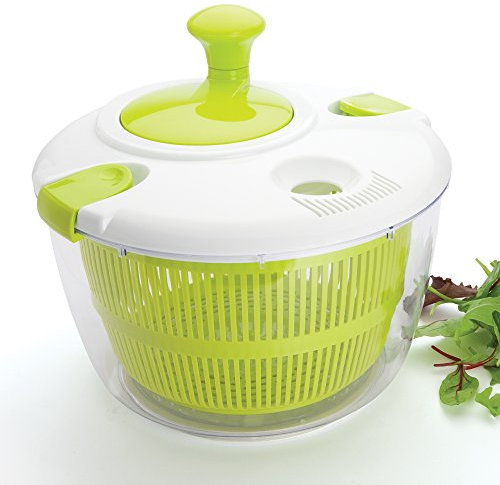Taylors Eye Witness Large Salad Spinner - Clear Serving Bowl, Colander Basket, Smart-Lock Lid, Easy Drain System, Non-Slip Base. Perfect For Families or Commercial Caterers