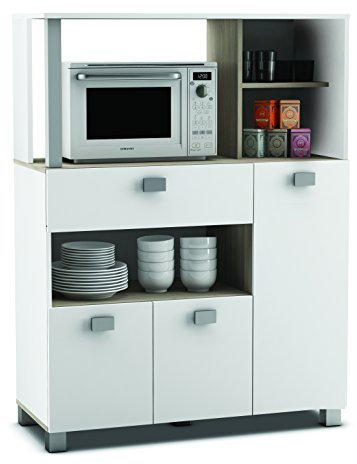 habeig Küchenschrank, Küchenregal, Küchenmöbel, Mikrowellenschrank, Singelküche, Buffetschrank, weiß, Küche, 43kg! schwer, 146